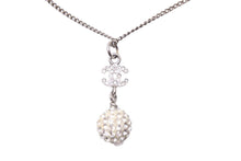Load image into Gallery viewer, CHANEL シャネル ネックレス ココマーク ラインストーン ボール アクセサリー B11P 3.3g メタル シルバー 美品 中古 46233