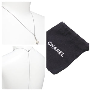 CHANEL シャネル ネックレス ココマーク ラインストーン ボール アクセサリー B11P 3.3g メタル シルバー 美品 中古 46233