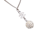 Load image into Gallery viewer, CHANEL シャネル ネックレス ココマーク ラインストーン ボール アクセサリー B11P 3.3g メタル シルバー 美品 中古 46233