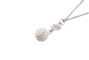 CHANEL シャネル ネックレス ココマーク ラインストーン ボール アクセサリー B11P 3.3g メタル シルバー 美品 中古 46233