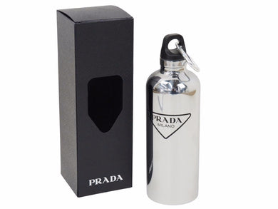 新品未使用 PRADA プラダ ウォーターボトル タンブラー 水筒 三角ロゴプレート 500ml ステンレス シルバー ブラック 46244 正規品