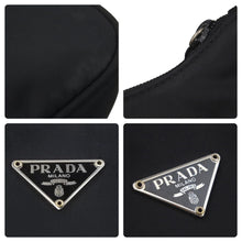 Load image into Gallery viewer, PRADA プラダ MV515 ホーボー ハンドバッグ ミニバッグ 三角ロゴ金具 プレート ナイロン ブラック レディース 美品 中古 46252
