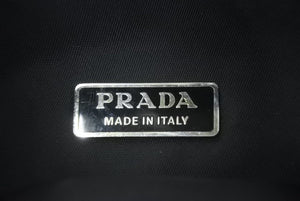 PRADA プラダ MV515 ホーボー ハンドバッグ ミニバッグ 三角ロゴ金具 プレート ナイロン ブラック レディース 美品 中古 46252