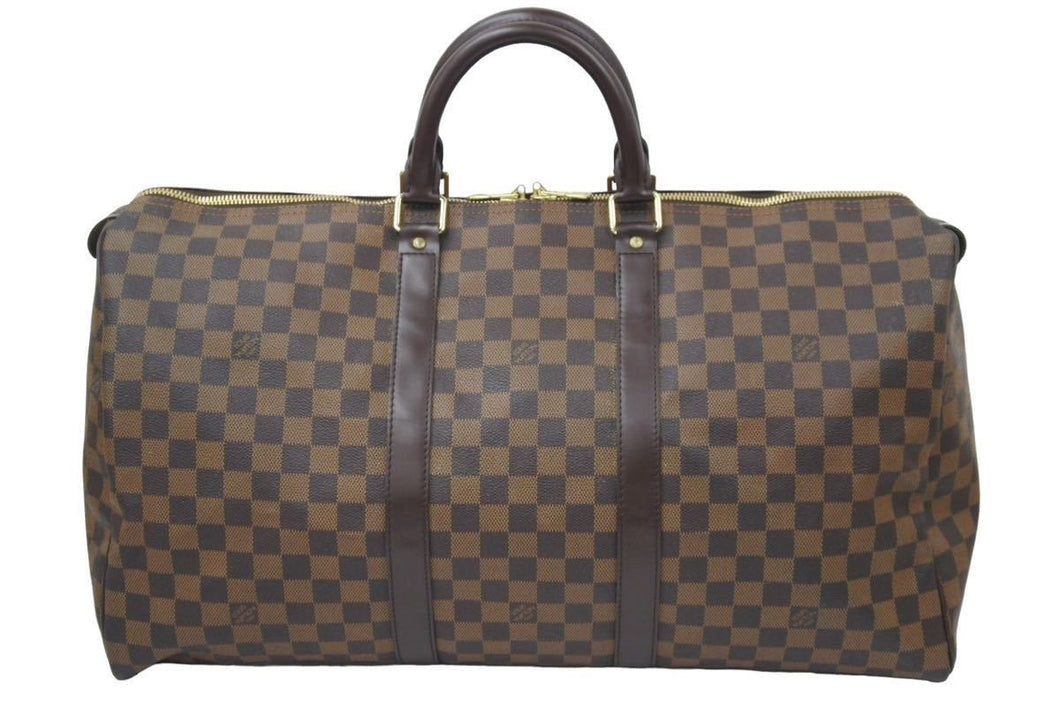 LouisVuitton ルイヴィトン ダミエ キーポル50 ボストンバッグ ハンドバッグ コーティングキャンバス ブラウン 美品 中古 46253
