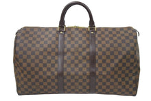 Load image into Gallery viewer, LouisVuitton ルイヴィトン ダミエ キーポル50 ボストンバッグ ハンドバッグ コーティングキャンバス ブラウン 美品 中古 46253