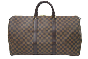 LouisVuitton ルイヴィトン ダミエ キーポル50 ボストンバッグ ハンドバッグ コーティングキャンバス ブラウン 美品 中古 46253