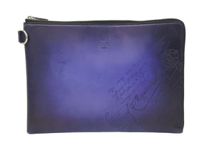 BERLUTI ベルルッティ カリグラフィ ニノGM クラッチバッグ ドキュメントフォルダーレザー ネイビーグラデーション 中古 美品 46257