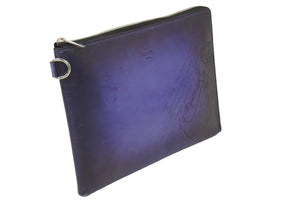 BERLUTI ベルルッティ カリグラフィ ニノGM クラッチバッグ ドキュメントフォルダーレザー ネイビーグラデーション 中古 美品 46257