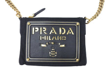 Load image into Gallery viewer, PRADA プラダ チェーンポーチ ミニショルダーバッグ BT0604 ナイロン サフィアーノレザー ブラック ゴールド 良品 中古 46258
