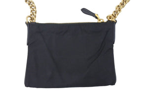 PRADA プラダ チェーンポーチ ミニショルダーバッグ BT0604 ナイロン サフィアーノレザー ブラック ゴールド 良品 中古 46258