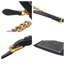 Load image into Gallery viewer, PRADA プラダ チェーンポーチ ミニショルダーバッグ BT0604 ナイロン サフィアーノレザー ブラック ゴールド 良品 中古 46258