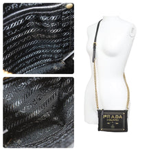 Load image into Gallery viewer, PRADA プラダ チェーンポーチ ミニショルダーバッグ BT0604 ナイロン サフィアーノレザー ブラック ゴールド 良品 中古 46258