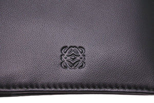 LOEWE ロエベ 二つ折り財布 カードケース 札入れ アナグラム ワンポイントロゴ 0008747115 ナッパレザー ブラック 美品 中古 46268