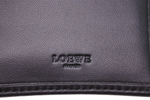 LOEWE ロエベ 二つ折り財布 カードケース 札入れ アナグラム ワンポイントロゴ 0008747115 ナッパレザー ブラック 美品 中古 46268