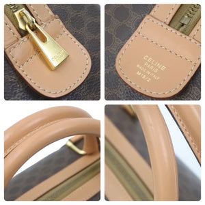CELINE セリーヌ マカダム柄 ボストンバッグ ブラウン ゴールド 美品 中古品 46273