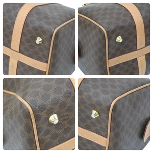 CELINE セリーヌ マカダム柄 ボストンバッグ ブラウン ゴールド 美品 中古品 46273
