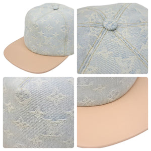 LOUIS VUITTON ルイヴィトン キャスケットモノグラム レガシー 帽子 キャップ コットン ブルー ブラウン サイズ60 美品 中古 46276