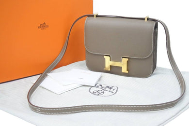 HERMES エルメス ショルダーバッグ ミニ コンスタンス3 エトゥープ/ゴールド金具 ヴォーエプソン U刻印 中古 46294