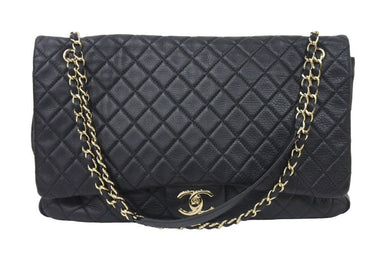 新品同様 CHANEL シャネル ジャンボ マトラッセ ショルダーバッグ ブラック 2Way チェーンショルダー デカマト 中古 46338