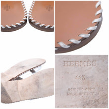 Load image into Gallery viewer, HERMES エルメス 22SS イズミール H型 フラットサンダル ホワイト ブラウン 22111OZ サイズ441/2 中古 46355