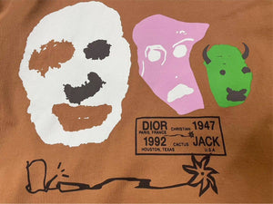 DIOR ディオール トラヴィス・スコット カクタスジャックディオールオーバーサイズTシャツ 283J641B0677 ブラウン 美品 XL 46360