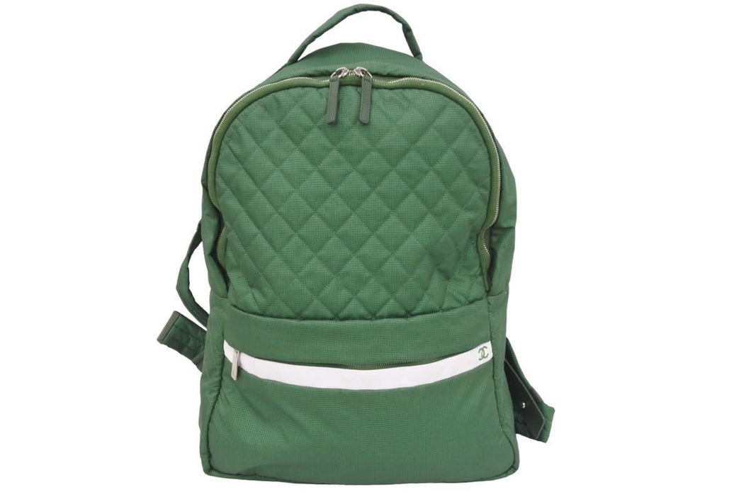 CHANEL シャネル リュックサック バックパック デイパック マトラッセ キルティング ナイロン グリーン 良品 中古 46397
