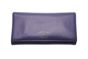GUCCI グッチ レザーウォレット 長財布 ネイビー ターコイズブルー バイカラー 良好 中古 46402