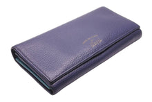 Load image into Gallery viewer, GUCCI グッチ レザーウォレット 長財布 ネイビー ターコイズブルー バイカラー 良好 中古 46402