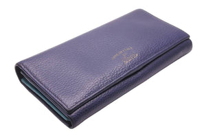 GUCCI グッチ レザーウォレット 長財布 ネイビー ターコイズブルー バイカラー 良好 中古 46402