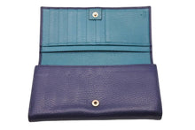 Load image into Gallery viewer, GUCCI グッチ レザーウォレット 長財布 ネイビー ターコイズブルー バイカラー 良好 中古 46402