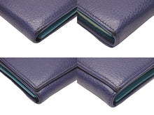 Load image into Gallery viewer, GUCCI グッチ レザーウォレット 長財布 ネイビー ターコイズブルー バイカラー 良好 中古 46402