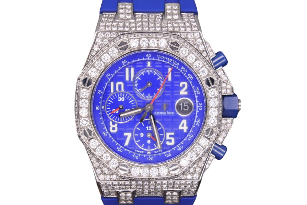 AUDEMARS PIGUET オーデマピゲ ロイヤルオーク オフショアクロノ ブルー 26470ST.00.A030CA フルダイヤ 美品 中古 46408