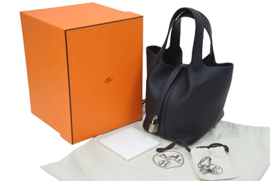 新品未使用 エルメス ピコタンロックPM Y刻印 18 トリヨンクレマンス ブラック シルバー金具 ハンドバッグ 中古 46411