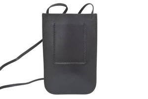 極美品 JIL SANDER ジルサンダー フォンケース ショルダーバッグ レザー ブラック ロゴ 携帯ケース スマホケース 中古 46424