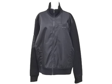 極美品 PRADA プラダ 21AW リナイロン ディテール フリース ジャケット UJL189_1YFJ_F0806_S_212 ブラック サイズXL 中古 46445