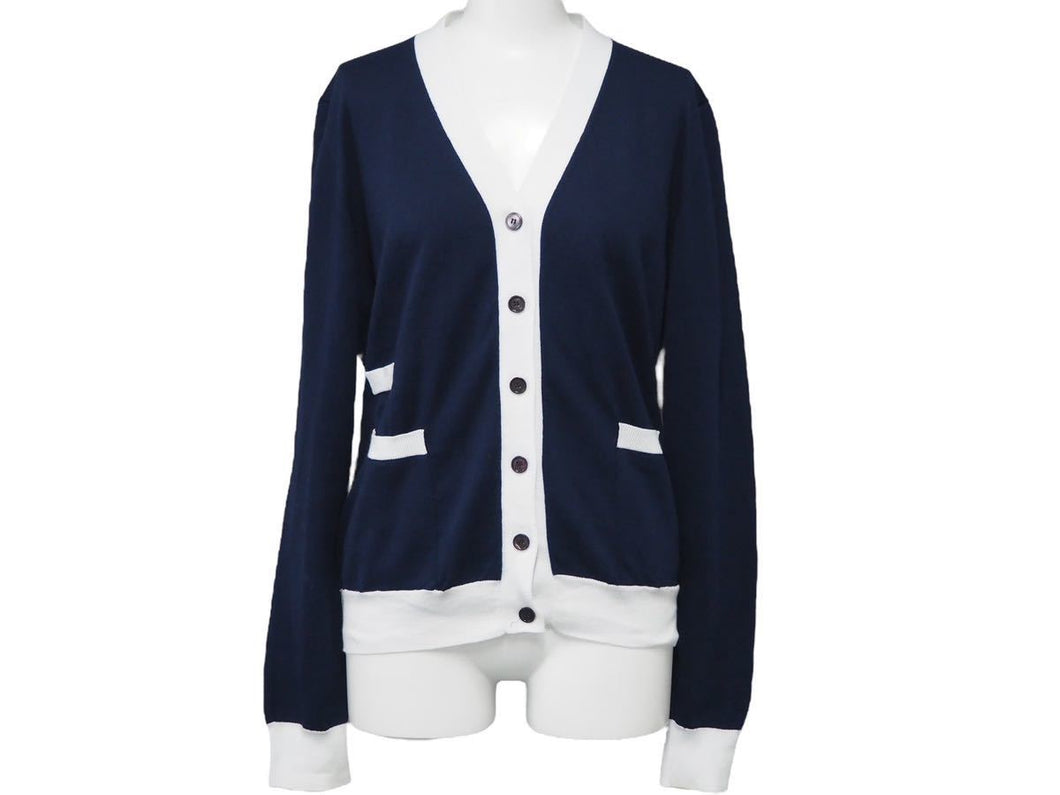 MARNI マルニ カーディガン COMMESSA S12CDMDJ39QO1FC717-00B84 コットン ホワイト ネイビー サイズ40 美品 中古 46453