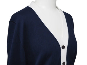 MARNI マルニ カーディガン COMMESSA S12CDMDJ39QO1FC717-00B84 コットン ホワイト ネイビー サイズ40 美品 中古 46453
