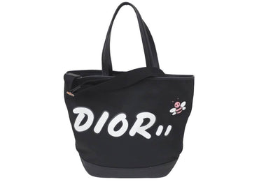 新品同様 DIOR × KAWS ディオール カウズ 2WAY トートバッグ 日本限定 ショルダー ブラック ホワイト 蜂 肩掛け ロゴ 中古 46462
