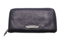 Load image into Gallery viewer, CHROMEHEARTS クロムハーツ BSフレア装飾ラウンドジップレザーウォレット財布 レザー シルバー925 ブラック 中古 46464