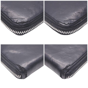 CHROMEHEARTS クロムハーツ BSフレア装飾ラウンドジップレザーウォレット財布 レザー シルバー925 ブラック 中古 46464