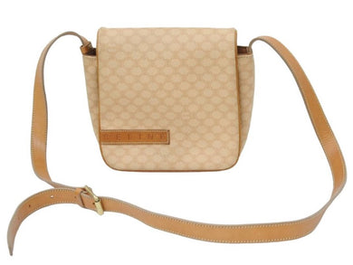 CELINE セリーヌ ショルダー ショルダーバック MC00/2 スナップボタン ベージュ マカダム柄 レザー ヴィンテージ 美品 中古 46487