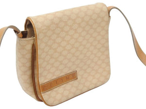 CELINE セリーヌ ショルダー ショルダーバック MC00/2 スナップボタン ベージュ マカダム柄 レザー ヴィンテージ 美品 中古 46487