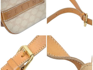 CELINE セリーヌ ショルダー ショルダーバック MC00/2 スナップボタン ベージュ マカダム柄 レザー ヴィンテージ 美品 中古 46487