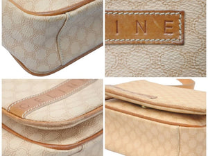 CELINE セリーヌ ショルダー ショルダーバック MC00/2 スナップボタン ベージュ マカダム柄 レザー ヴィンテージ 美品 中古 46487