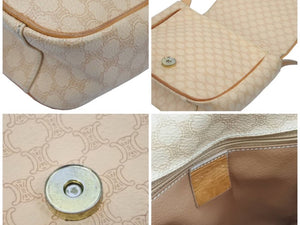 CELINE セリーヌ ショルダー ショルダーバック MC00/2 スナップボタン ベージュ マカダム柄 レザー ヴィンテージ 美品 中古 46487