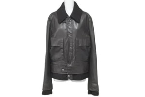 LouisVuitton ルイヴィトン ライダースジャケット RM082MNLJ50KID ゴートスキン アセテート レーヨン ブラウン 46 美品 中古 46502