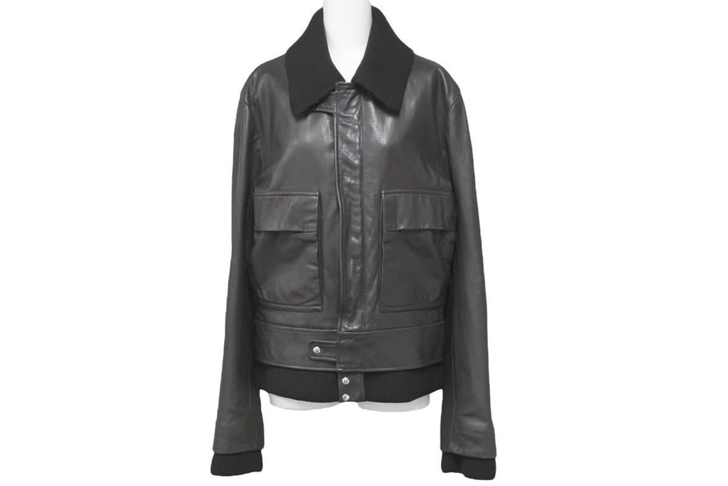 LouisVuitton ルイヴィトン ライダースジャケット RM082MNLJ50KID ゴートスキン アセテート レーヨン ブラウン 46 美品 中古 46502