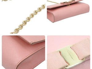 Salvatore Ferragamo サルヴァトーレフェラガモ ヴァラ チェーンショルダー ピンク 中古 46515