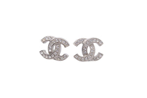 極美品 CHANEL シャネル ピアス アクセサリー ココマーク 両耳 F20V 1.3g メタル ラインストーン シルバー 中古 46527