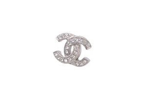 極美品 CHANEL シャネル ピアス アクセサリー ココマーク 両耳 F20V 1.3g メタル ラインストーン シルバー 中古 46527